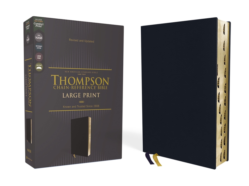 Nasb, Thompson Chain-Reference Bible, Large Print, Leathersoft, Navy, 1995 Text, Red Letter, Thumb I