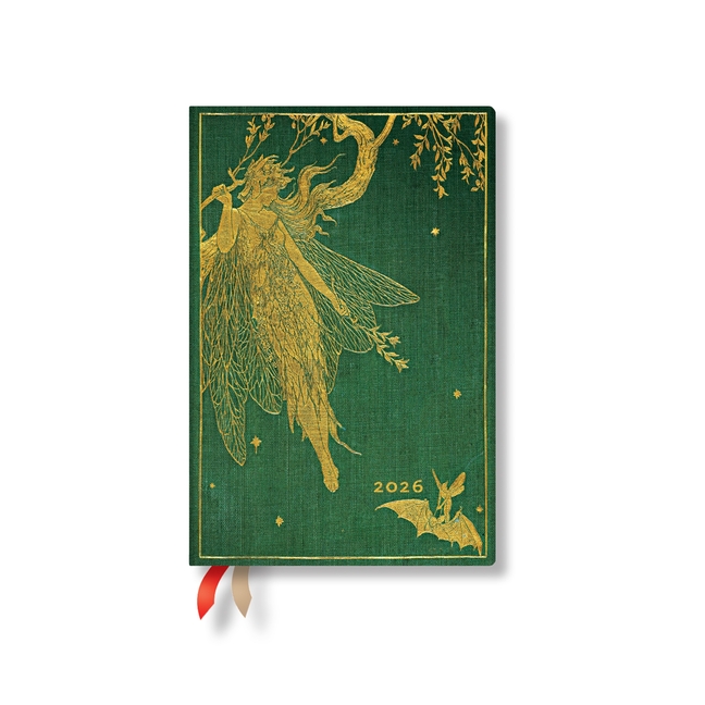 Paperblanks 2026 Olive Fairy Lang's Fairy Books 12-Month Planner Mini Day-At-A-Time Elastic Band 416