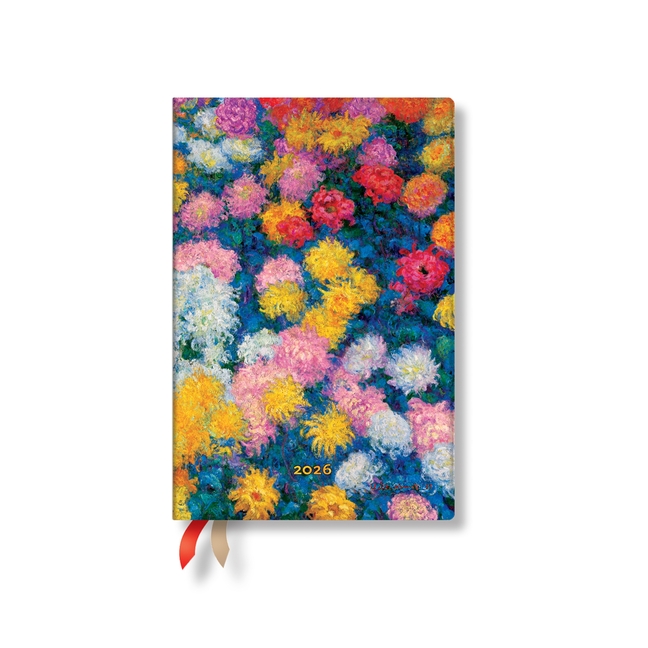 Paperblanks 2026 Monet's Chrysanthemums Monet's Chrysanthemums 12-Month Planner Mini Horizontal Elas