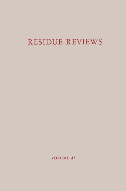 Residue Reviews: Residues of Pesticides and Other Contaminants in the Total Environment (Softcover R