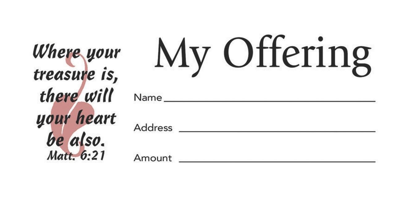 Offering Envelope: My Offering - Bill-Sized (Package of 100): Matthew 6:21 (Kjv)