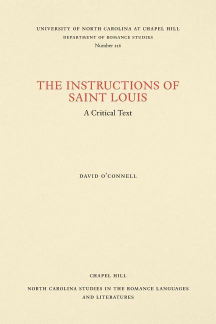 Instructions of Saint Louis: A Critical Text