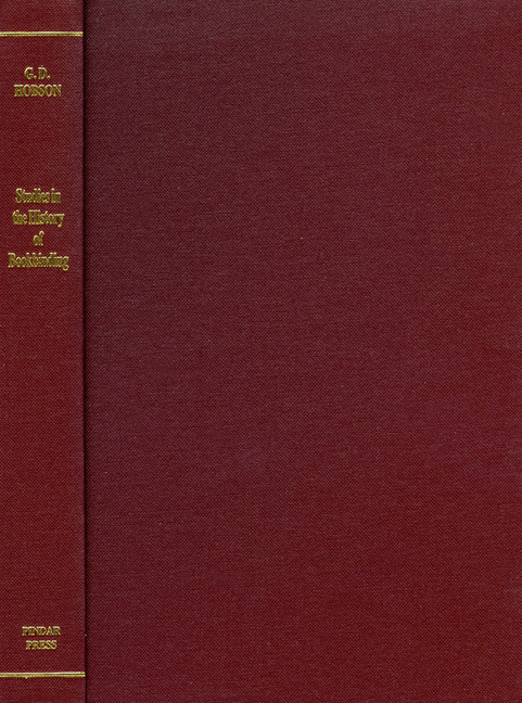 Studies in the History of Bookbinding: Selected Studies