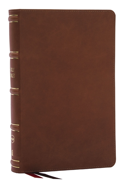 Nkjv, Single-Column Reference Bible, Verse-By-Verse, Brown Genuine Leather, Red Letter, Comfort Prin