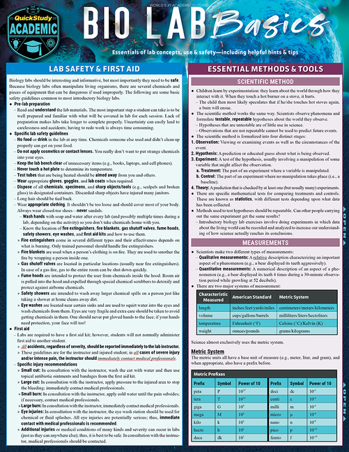Bio Lab Basics: A Quickstudy Laminated Reference Guide (New Edition, Updated & Revised)
