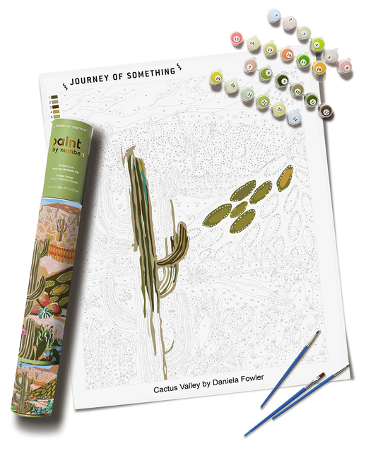 Cactus Valley Paint by Numbers Kit & Canvas - DIY Adult Craft Kit - Artist Designed
