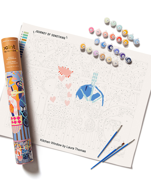 Kitchen Window Paint by Numbers Kit & Canvas - DIY Adult Craft Kit - Artist Designed