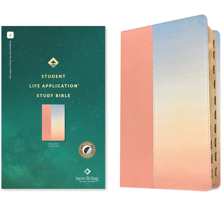 NLT Student Life Application Study Bible, Filament Enabled (Leatherlike, Ombre Pink, Indexed, Red Le