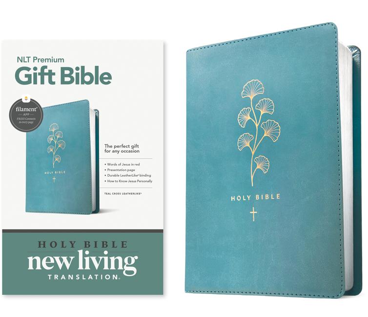 Premium Gift Bible Nlt, Filament Enabled (Leatherlike, Teal Cross, Red Letter)