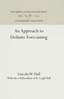 Approach to Definite Forecasting (Reprint 2016)