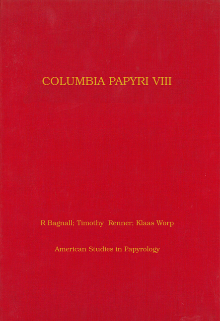 Columbia Papyri VIII: Volume 28