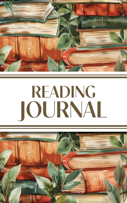 Reading Journal (Watercolour Stacked Books with Leaves): 6"x9" Hardcover Book Lover's Diary; Book/Se