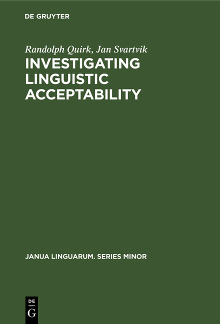 Investigating Linguistic Acceptability (Reprint 2019)