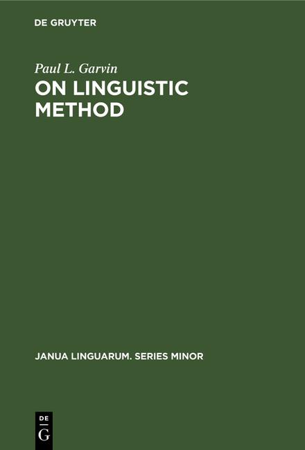 On Linguistic Method: Selected Papers (Reprint 2020)