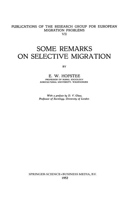 Some Remarks on Selective Migration (1952)