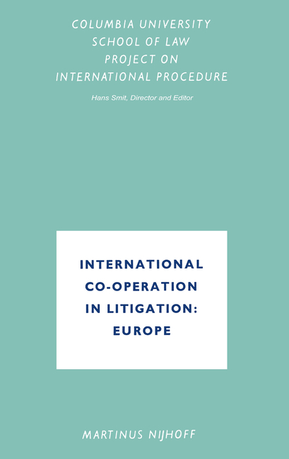 International Co-Operation in Litigation: Europe (Softcover Reprint of the Original 1st 1965)