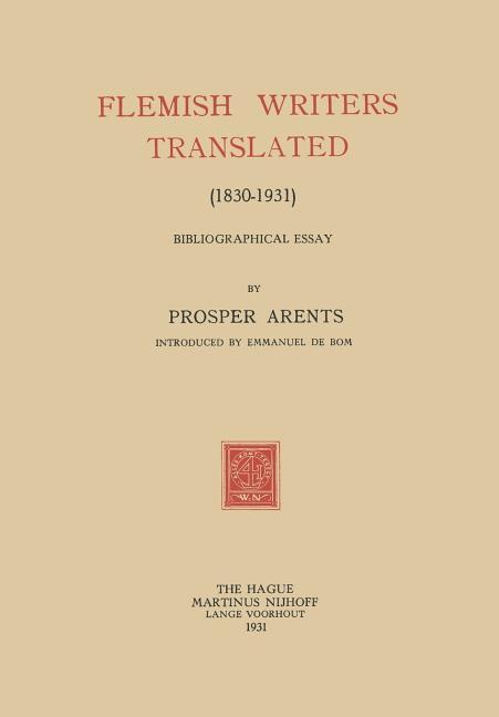 Flemish Writers Translated (1830-1931): Bibliographical Essay (1931)
