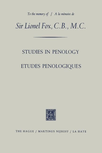 Etudes Penologiques Studies in Penology Dedicated to the Memory of Sir Lionel Fox, C.B., M.C. / Etud