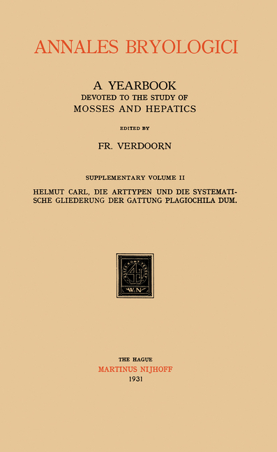 Annales Bryologici: A Yearbook Devoted to the Study of Mosses and Hepatics (Softcover Reprint of the