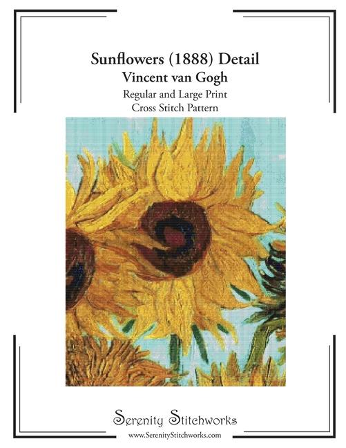 Sunflowers (1888) - Detail Cross Stitch Pattern - Vincent van Gogh: Regular and Large Print Cross St
