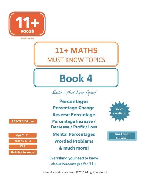 11+ Maths - Book 4: Percentages - Everything you need to know!