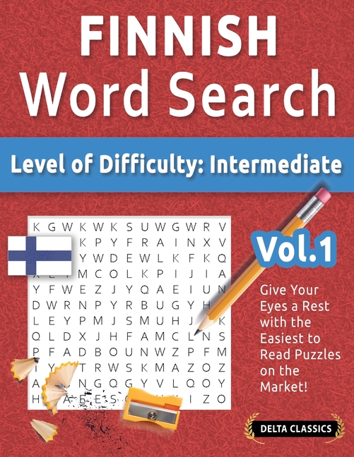 Finnish Word Search - Level of Difficulty: Medium - Vol.1 - Delta Classics - Give Your Eyes a Rest w