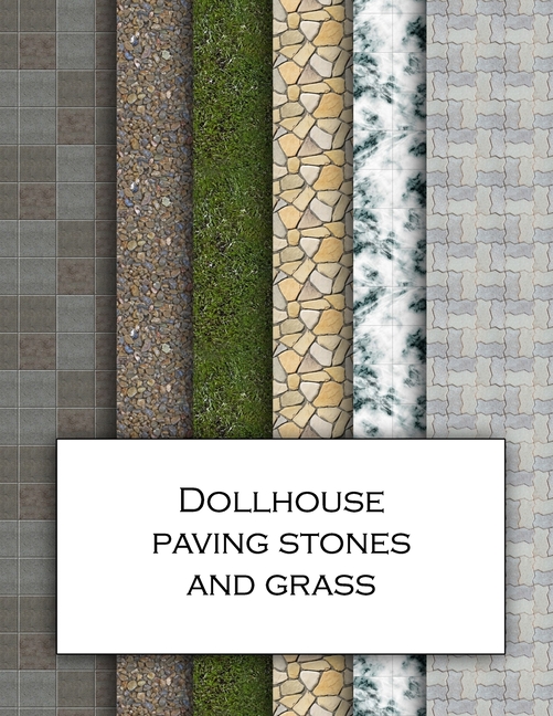 Dollhouse Paving Stones And Grass: Ground textured wallpaper for decorating gardens for doll's house