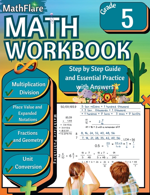 MathFlare - Math Workbook 5th Grade: Math Workbook Grade 5: Multiplication and Division, Fractions, 