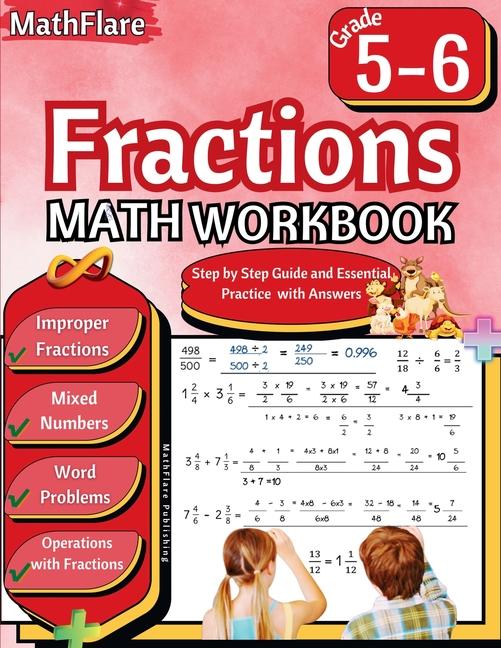 Fractions Math Workbook 5th and 6th Grade: Fractions Workbook Grade 5-6, Operations with Fractions, 
