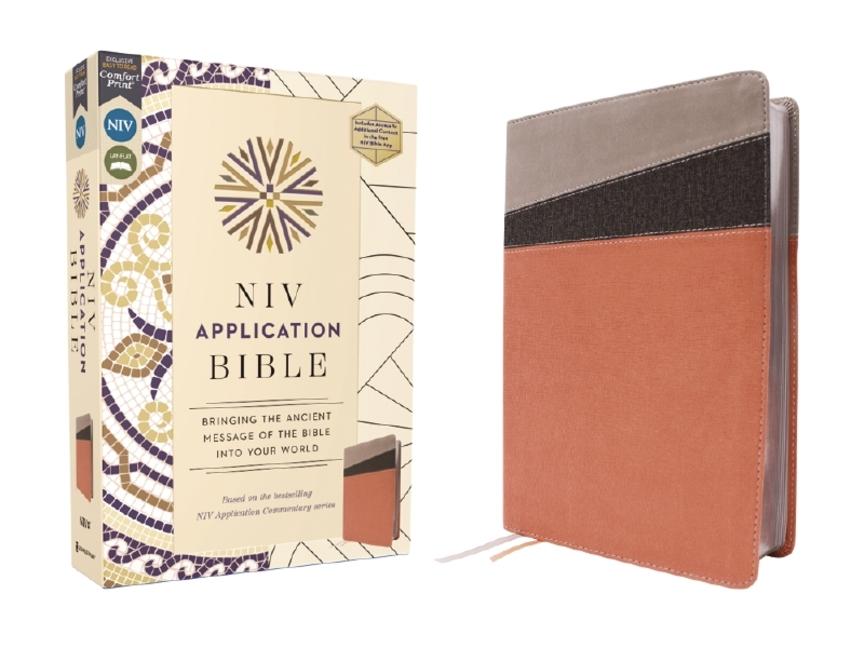 NIV Application Bible, Leathersoft, Coral/Gray, Red Letter, Comfort Print: Bringing the Ancient Mess