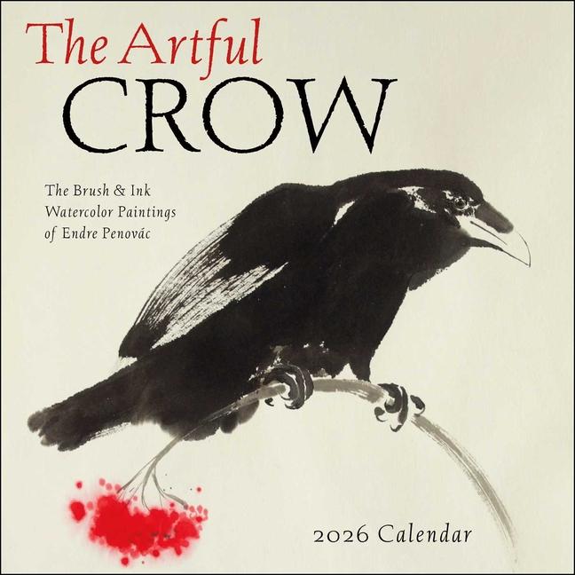 Artful Crow 2026 Wall Calendar: Brush & Ink Watercolor Paintings